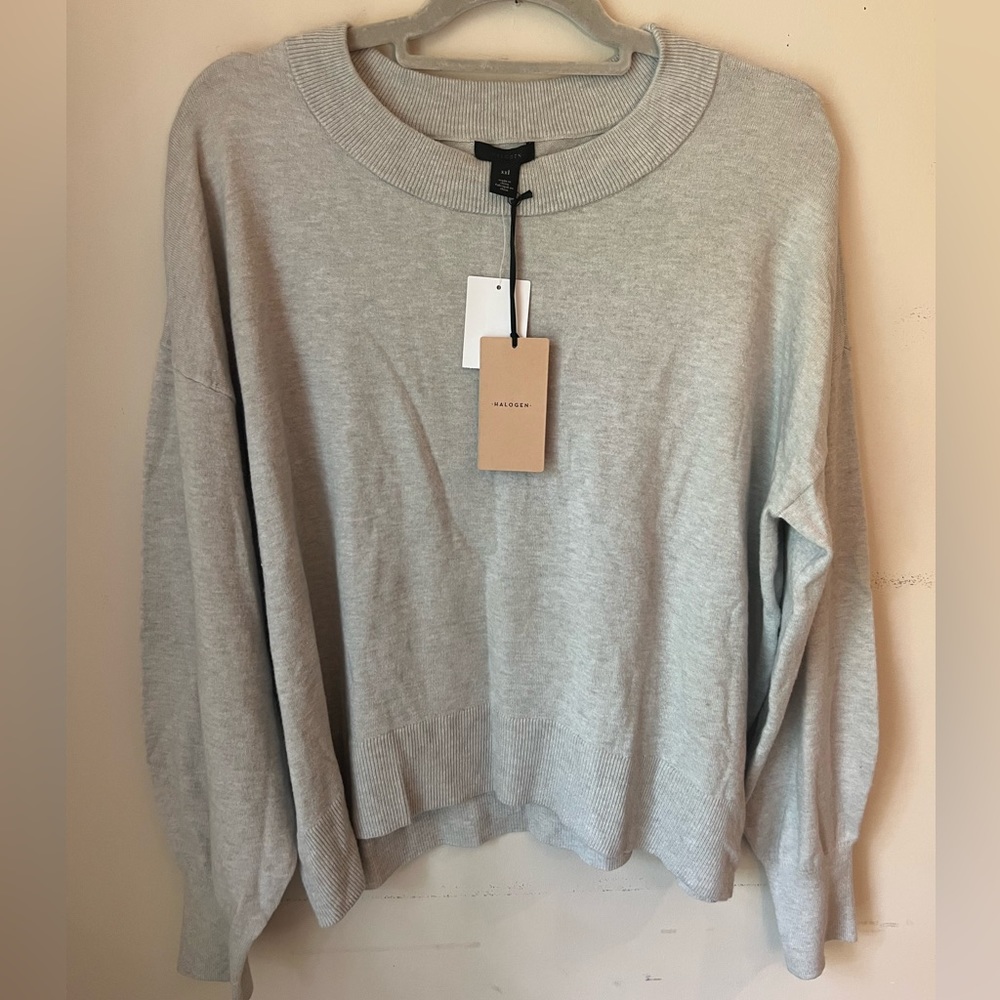 New with Tags Halogen Puff Sleeve Sweater in Grey, Size XXL